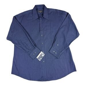 Nicole Miller New York Men’s Shirt Long Sleeve Striped Blue 17 1/2 XL